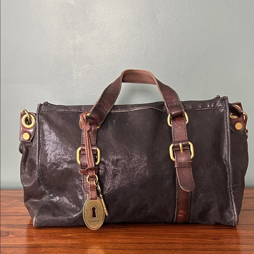 Fossil Dark Brown Leather Duffel Bag - Picture 3 of 9